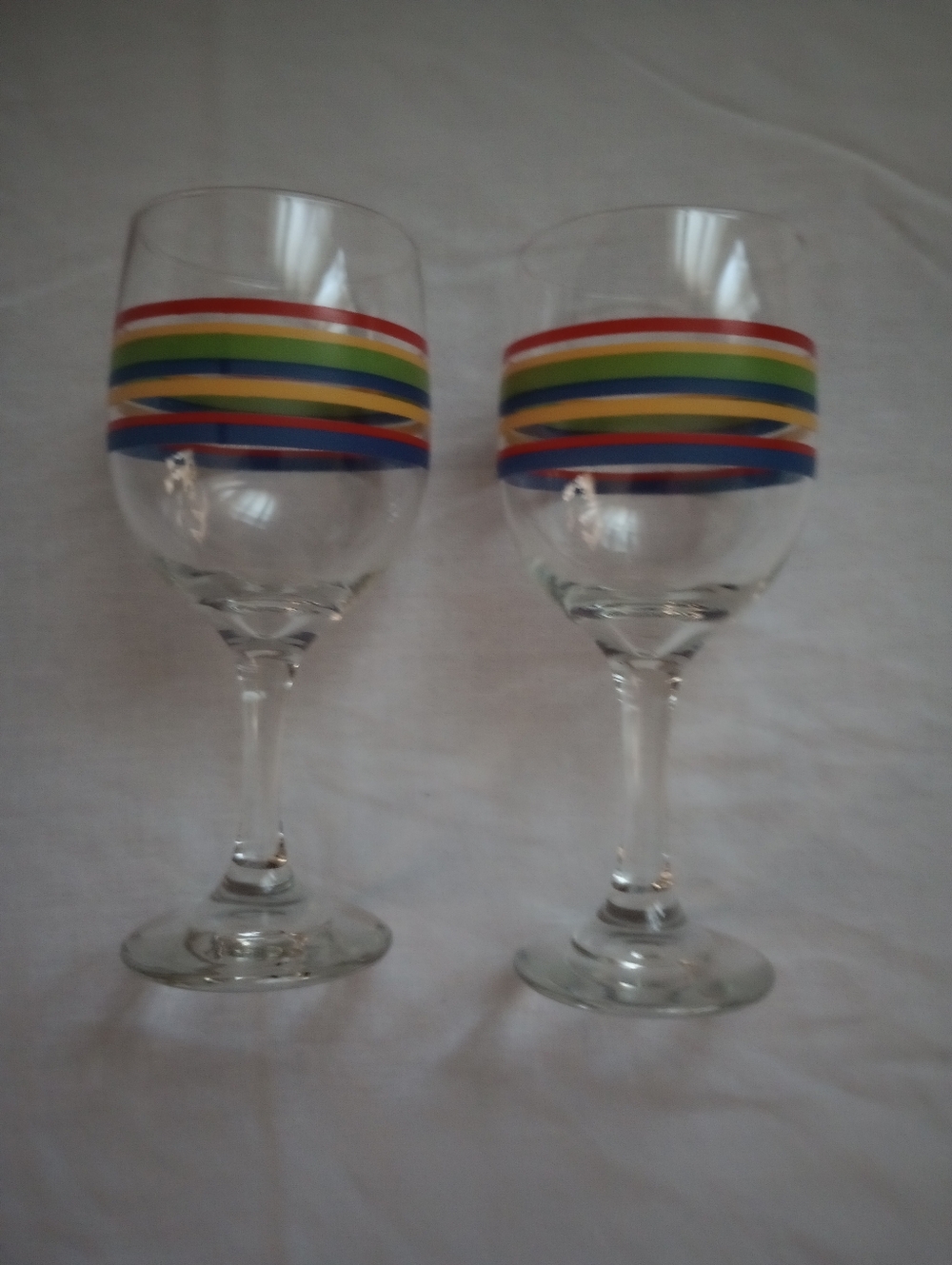 Vintage Libbey Mambo Fiesta Striped Water/Wine Glasses-Set Of 2